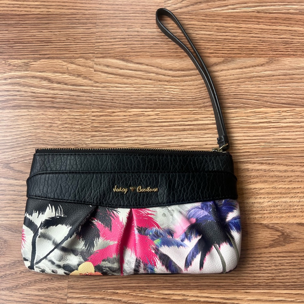 Juicy Couture Floral Tropical Print Wristlet Clutch Purse